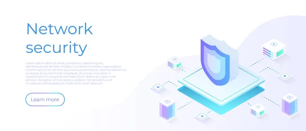 Network Data Security Isometric Vector Illustration Data Saving Concept Secure — Stock Vector