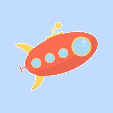 Submarine in flat style. Childlish style. Vector illustration
