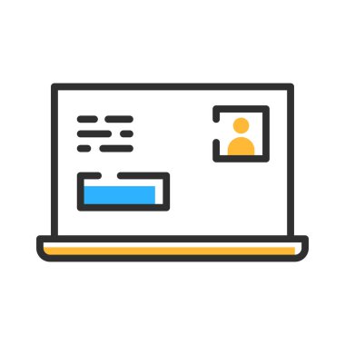 Lap top with CV. Online resume concept. Trendy outline flat icon concept.