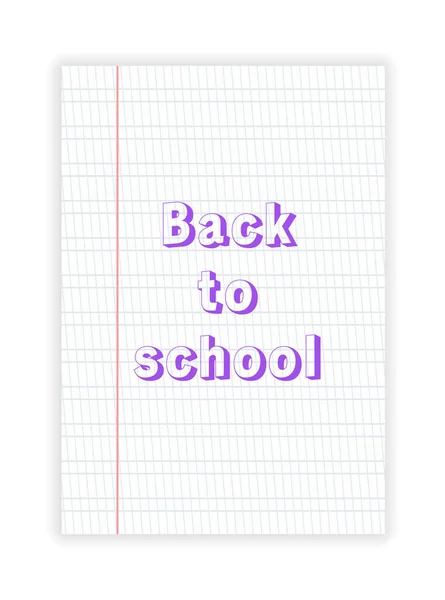 Back School Realistic Paper Poster Text Learning Concept Vector Illustration — Wektor stockowy