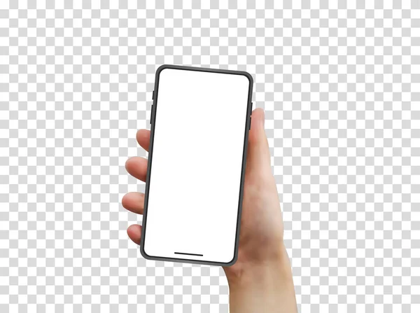 Realisitic Woman Hand Hold Phone App Presentation Concept Phone Empte — 图库矢量图片