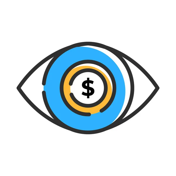 Eye Money Icon Outline Icon Flat Style Vector Illustration Concept — стоковый вектор