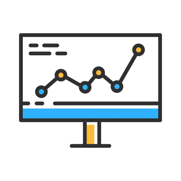 Statistic Display Business Data Monitor Data Analisys Concept Vector Flat — Stockvektor