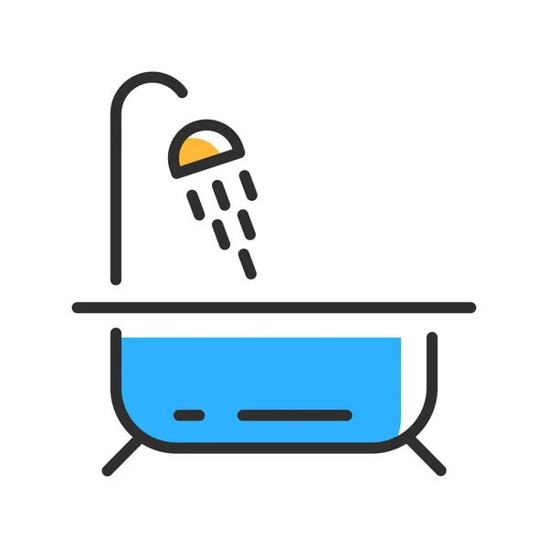 Bath Tub Line Icon Vector Illustration Concept — Stok Vektör