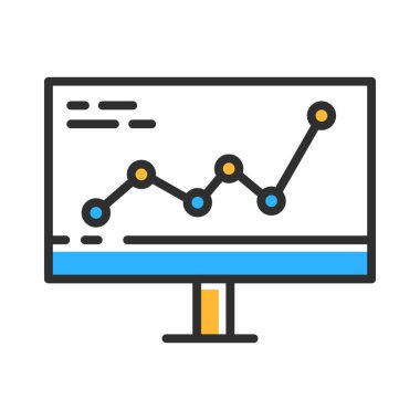 Statistic on display. Business data on monitor. Data analisys concept. Vector flat illustration