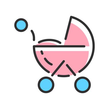 baby carriage line icon. vector illustration