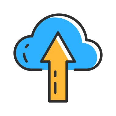 Cloud technology line icon. File upload icon. Data save concept. Vector illustration