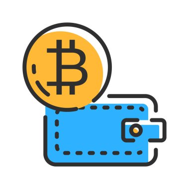 Crypto wallet icon. Bitcoin money. Vector illustration