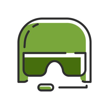 Helmet line icon. Military object in dreen color. War save concept. Vector illustration