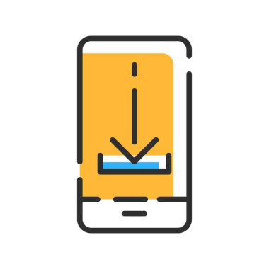 Save on mobile phone line icon. Save logo concept. Vector illustration