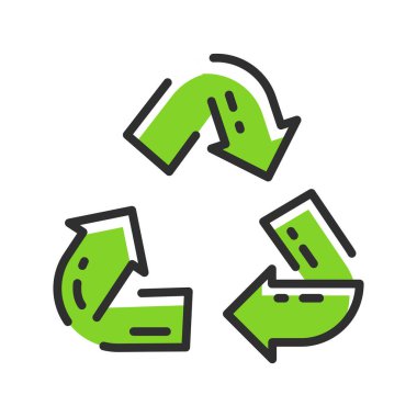 Recycle color icon in line style. Vector illustration concept