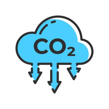 CO 2 line icon cloud. Ecology logo in color. Vector illustration concept