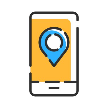 Mobile navigation line icon. Online map concept. GPS app logo or web page icon. Vector illustration concept.