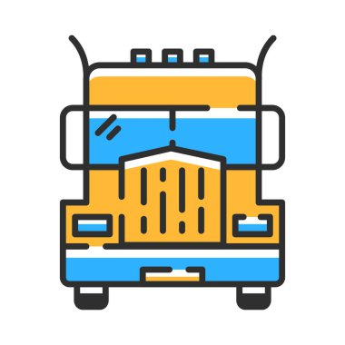 Truck front transport line icon. Car flat color icon