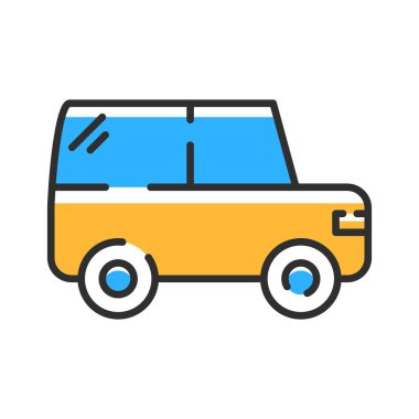Car flat line icon. Transport logo in color. Vector illustration concept.