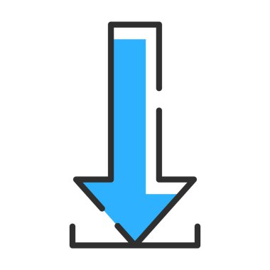 Save arrow icon in outline style. Vector technology illustration