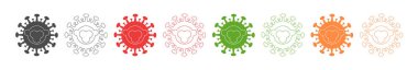 Set icon sign monkeypox on line style in different colors. Pox virus concept. Vector illustration
