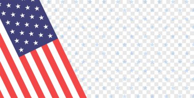 4th of July USA Independence Day. American flag isolated on transparent background with star. Design element for sale, cover, banner, advertisement, web. Place for your text. Vector illustration