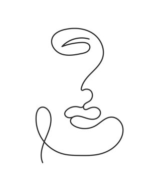 Woman face line drawing abstract art. Vector illustration. One line style
