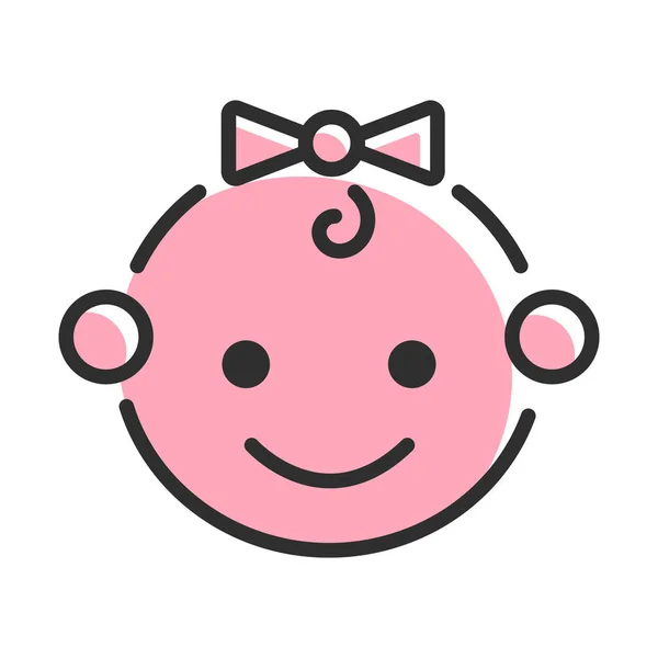 Girl Child Line Icon Vector Illustration — Vettoriale Stock