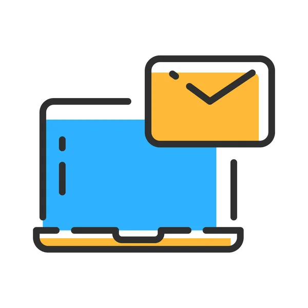 Message Line Icon Letter Laptop Symbol Vector Illustration — Stok Vektör