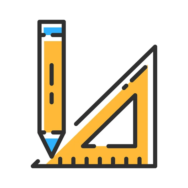 Pencil Line Icon Education Logo Color Vector Illustration Concept — Vetor de Stock