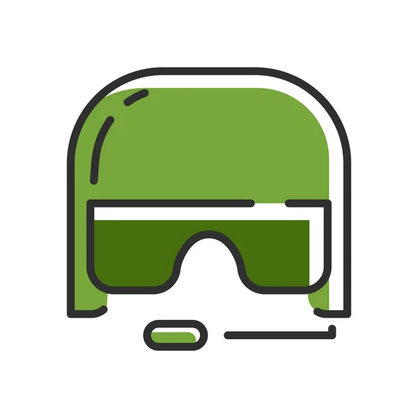 Helmet Line Icon Military Object Dreen Color War Concept Vector — Archivo Imágenes Vectoriales