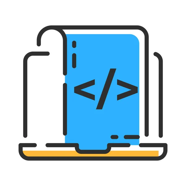 Web Developing Line Icon Programming Concept Logo Color Vector Illustration — Stockvektor
