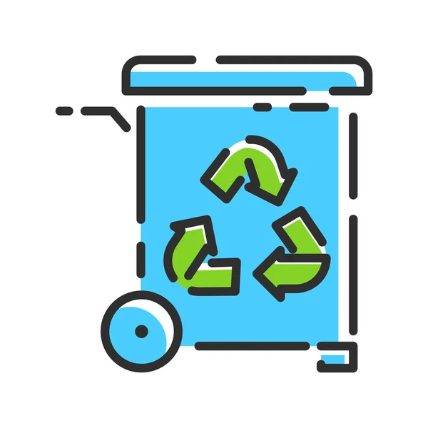 Trash Recycle Line Icon Blue Green Color Minimalistic Ecology Logo — Stockvektor