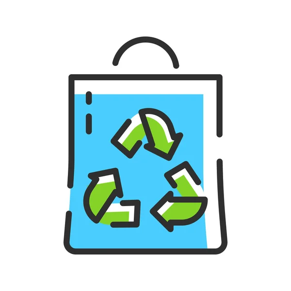 Eco Bag Line Icon Recycle Ecology Bag Eco Logo Bag — 图库矢量图片