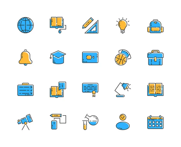 School Icon Line Set Back School Concept Color Logo Online — Stockvektor