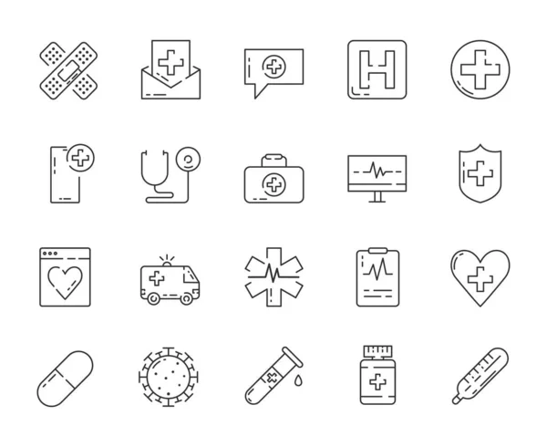 Medicine Line Vector Icon Set Healhcare Icon Outline Style Vector — Stockvektor