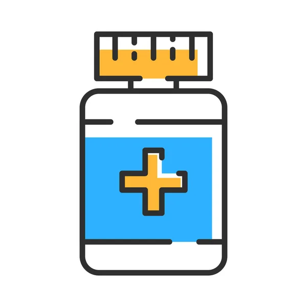 Pills Buttle Line Icon Medicament Pharmaceutical Vector Flat Illustration — Stockvector