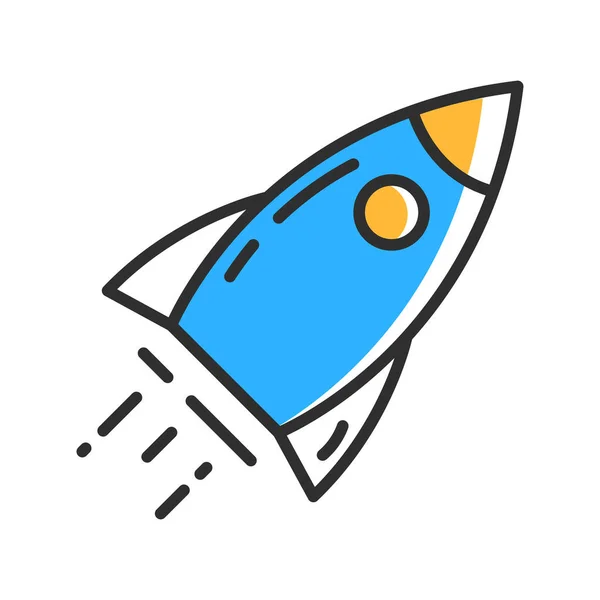 Rocket Ship Line Flat Icon Vector Illustration Concept — Vector de stock