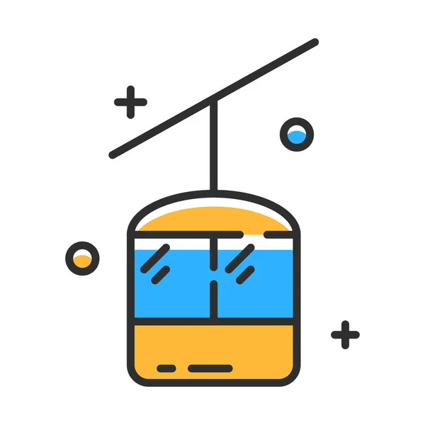 Cable Car Line Icon Vector Flat Illustration — Stock Vector