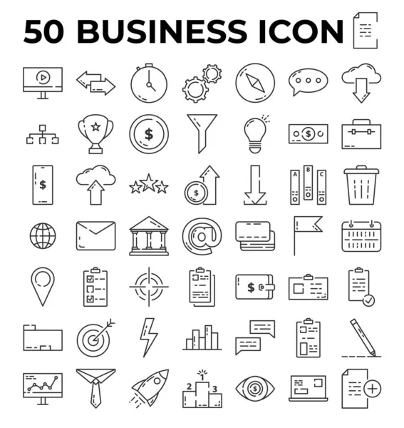 Business Line Icon Set Outline Trendy Flat Icons Vector Illustration — Stockvektor
