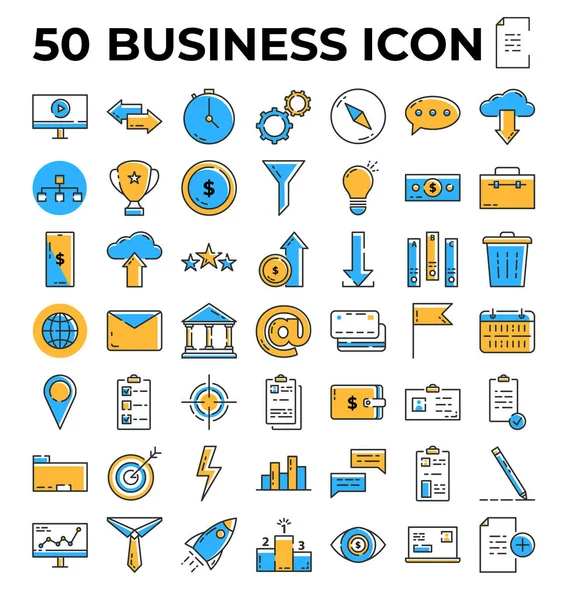 Business Finance Icon Set Outline Vector Collection Pixel Perfect Editable — Stockvektor