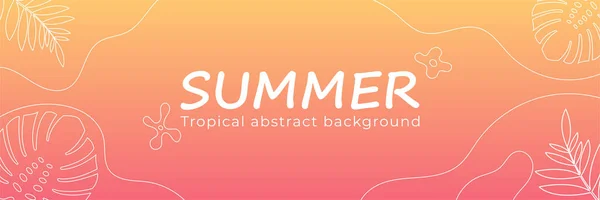 Summer Tropical Background White Line Leaf Minimalistic Abstract Background Vector — Wektor stockowy