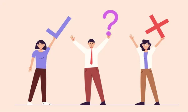 Online reputation, business team with different sign. Positive business feedback and trust ranking after user and customer experience vector illustration.