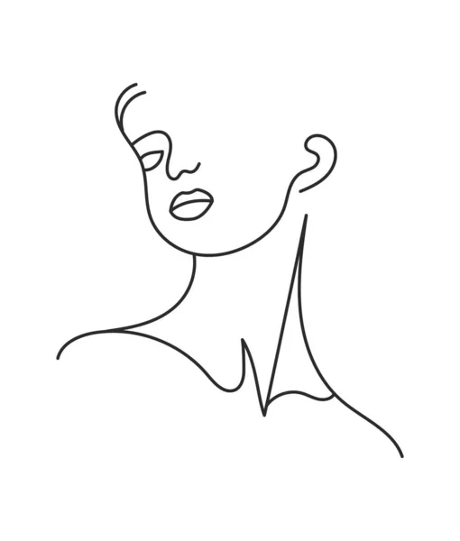 Woman Face Line Drawing Abstract Art Vector Illustration One Line — Stockový vektor