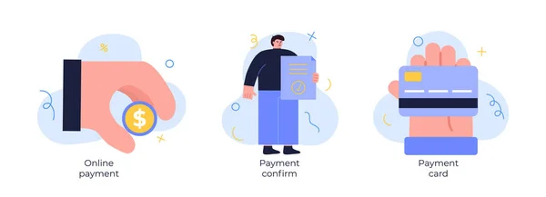 Online Payment Scene Character Online Payment Payment Confirm Payment Card — стоковый вектор