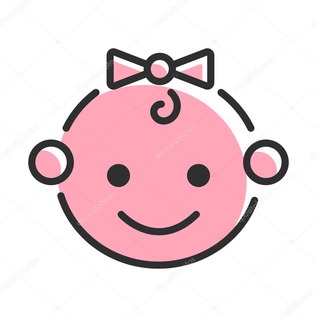 Girl child line icon. Vector illustration