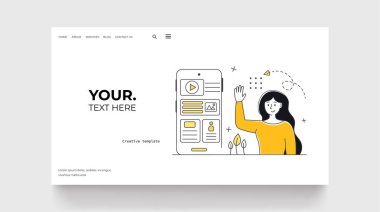 Join us concept landing page with woman