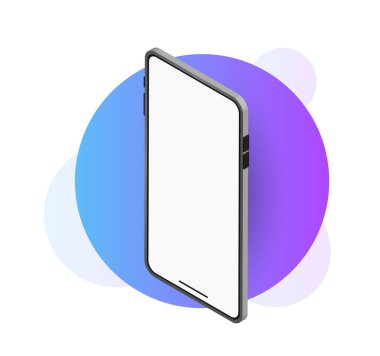 Realistic smartphone mockup. Device UI/UX mockup app presentation. 3d cell phone on modern gradien background. Eps 10 illustartion concept