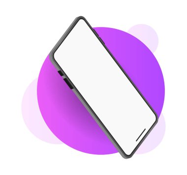 Realistic smartphone mockup. Device UI/UX mockup app presentation. 3d cell phone on modern gradien background. Eps 10 illustartion concept