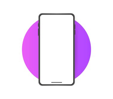 Mobile phone mockup on gradient background. Minimalistic phone presentation.