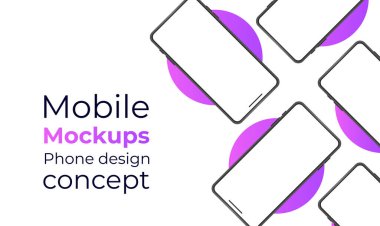 Mobile app design phone showcase mockup with space for text isolated on white background. Phone design concept presentation.