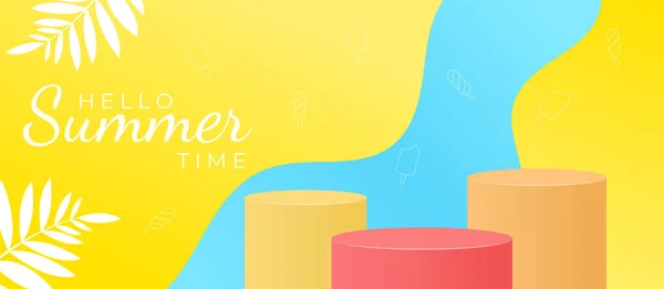 Summer Podium Ice Cream Icon Hello Summer Concept — Image vectorielle