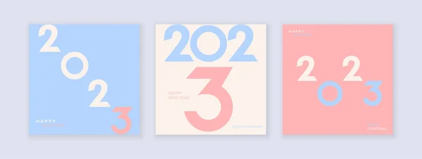 Creative Concept 2023 Happy New Year Posters Set Design Templates — Vettoriale Stock