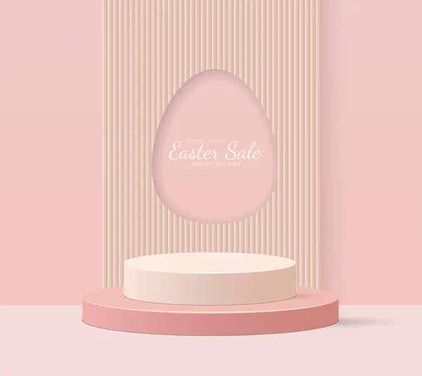 Eastrer Sale Podium Concept Easter Egg Background — Vetor de Stock